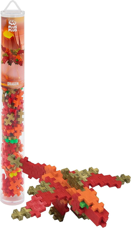 Plus Plus 3D Puzzle Cryptid Construction Building Block Set, Fun Fantasy Figures Stem Toys for Kids, 70 Interlocking Pieces - Dragon Mini Maker Tube