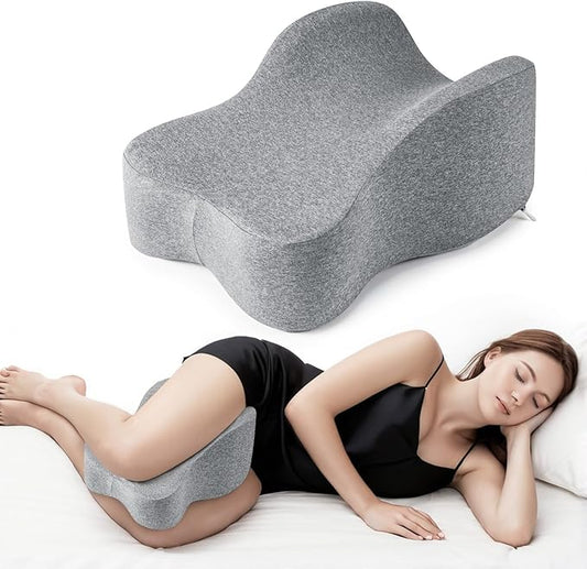 Long Knee Pillow for Side Sleeper Fully Support Thighs and Knees for Sciatica, Back, HIPS, Knees, Joints Pain Relief - Leg Pillow for Side Sleeping Between Legs Aligns Spine- Pure Gray