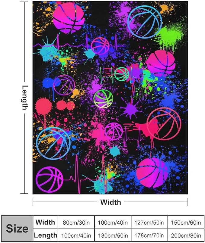 Basketball Throw Blanket - Soft Flannel Sports Basketball Blankets for Teens Adults Women Men Basketball Lovers - Warm Basketball Throw Blankets for All Season Lap, Chair, Sofa - 70"x50"