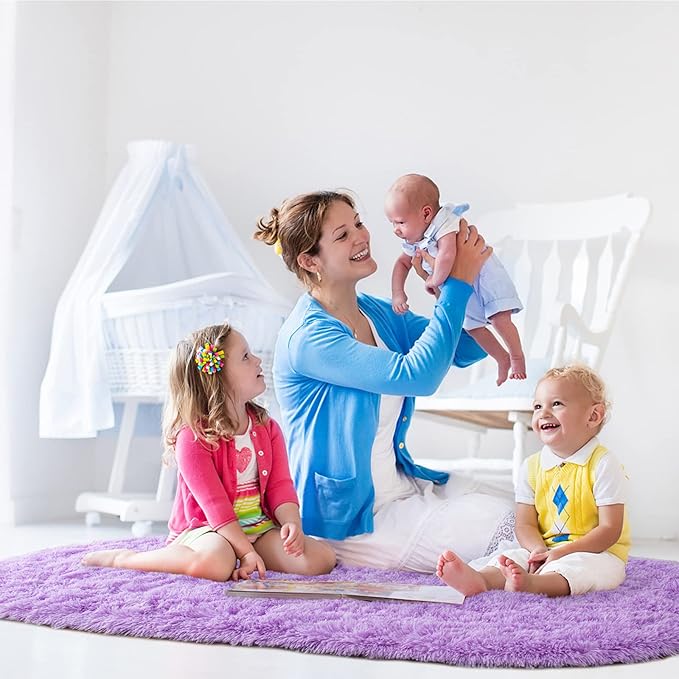 Noahas Ultra Soft Fluffy Bedroom Rugs Kids Room Carpet Modern Shaggy Area Rugs Home Decor 2.6' X 5.3', Purple