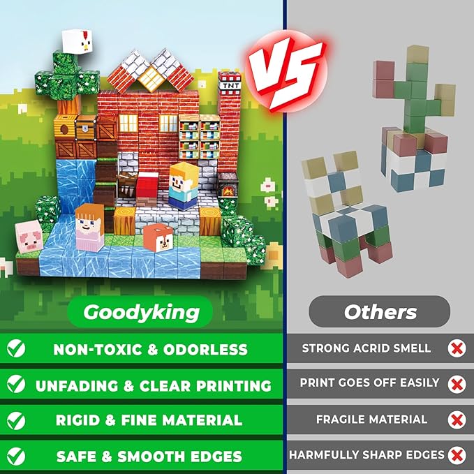 Goody King Magnetic Building Blocks|150PCS Magnetic Building Cube Game, Constructions Toys for Boys & Girls Age 3-4,5-8 9 10,STEM Montessori Stacking Toy, Sensory Tiles Building Birthday for Toddlers