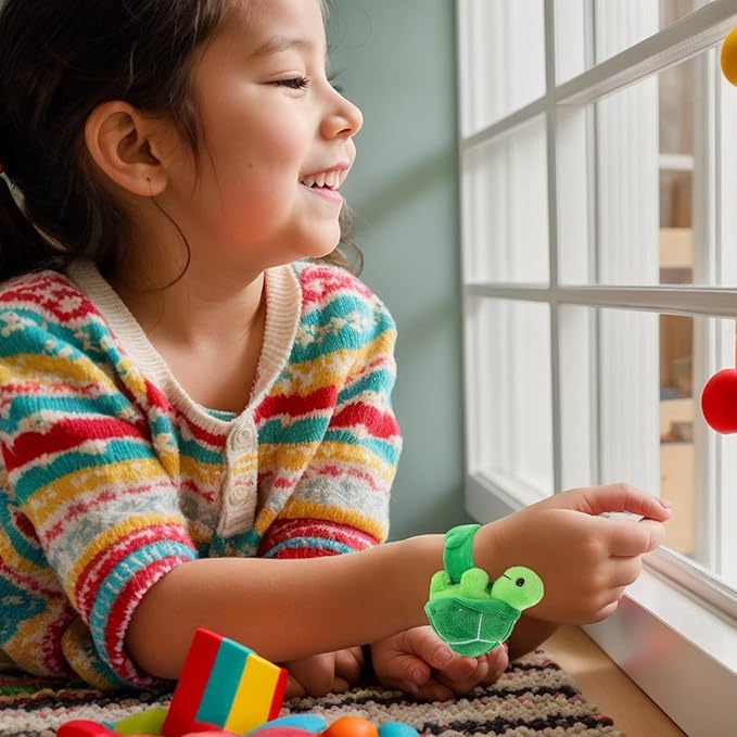 jarbins Stuffed Turtle Slap Bracelets Animal Turtle Wrist Plush Slap Bracelets Wristband for Children Birthday Party Favors Kids Toy Decor