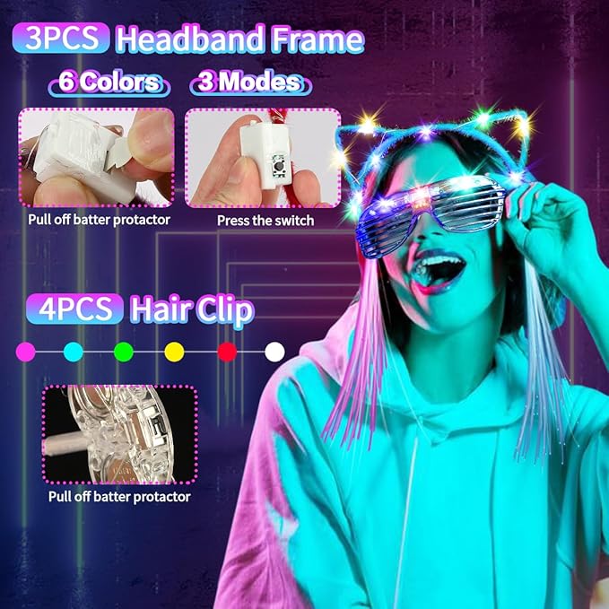 JOJUJB 290PCS Glow in the Dark Party Supplies for Kids Adults,Light Up Party Favors with Light Up Toy Glasses,100 Glow Sticks Bulk Party Pack DIY Glow Necklaces,Bracelets