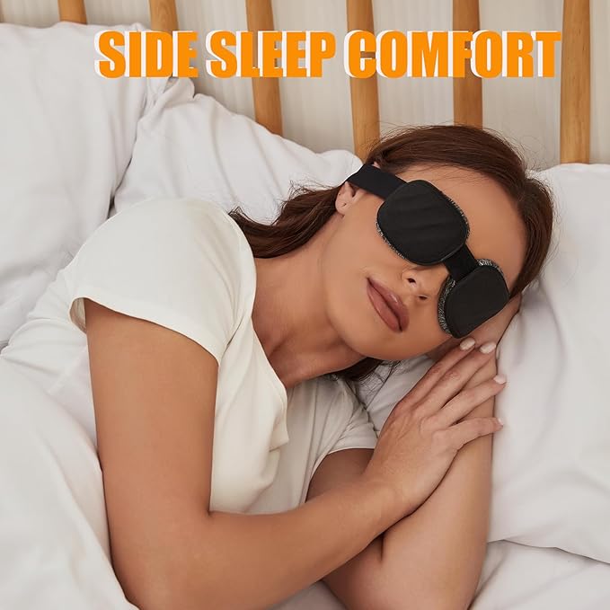 Fismool Eye Mask for Sleeping - 100% Blacking Sleep Mask for Men Women, Sleeping Mask with Adjustable Night Blindfold Flight, Travel, Nap, Black