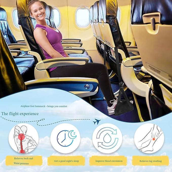 Tuygn 2-Pack Airplane Travel Footrest Hammock Perfect Airplane Foot Hammock for Aircraft Chairs Telecommute Conditions Thin Travel Stool for Office