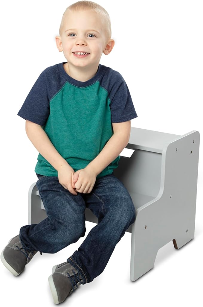 Melissa & Doug Kids Furniture Wooden Step Stool - Gray