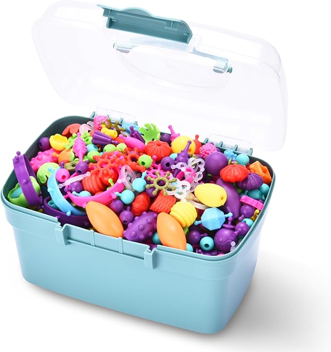 Jewelkeeper Bracelet Jewelry Making Kit for Girls - Arts and Crafts for Kids - Snap Pop Beads - Jewelry Making Kit - DIY Necklace Hairband Bracelet Ring Earring - Gifts Toy Set - Glow in The Dark