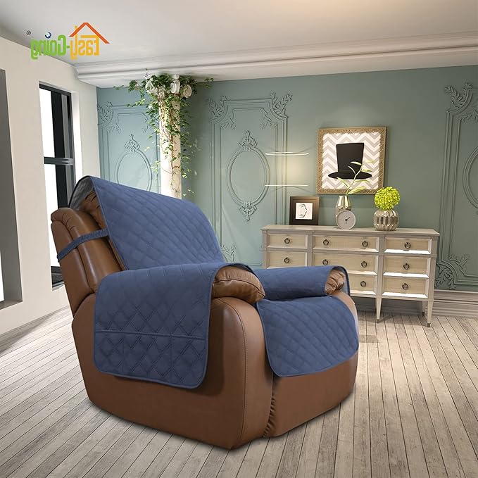 Easy-Going Sofa Slipcover Waterproof Oversized Recliner Chair Cover Non-Slip Fabric Couch Cover for Living Room Washable Furniture Protector for Pets Kids Children Dog Cat (Oversized Recliner, Navy)