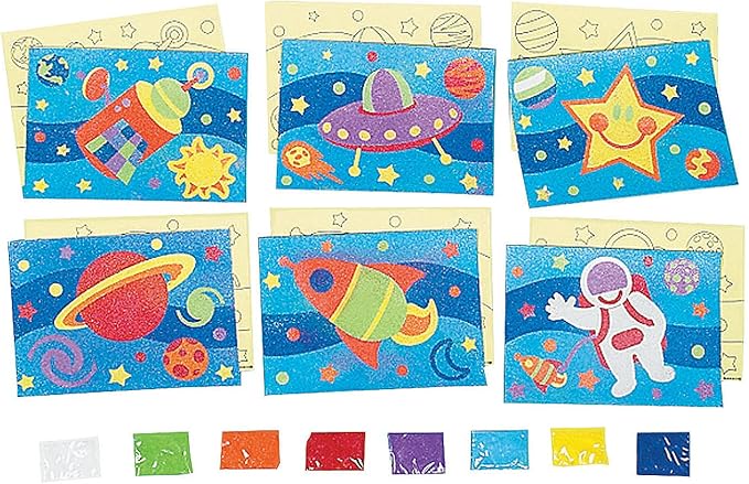 Fun Express Awesome Outer Space! Sand Art - Crafts for Kids and Fun Home Activities - VBS Vacation Bible School Supplies/Decor