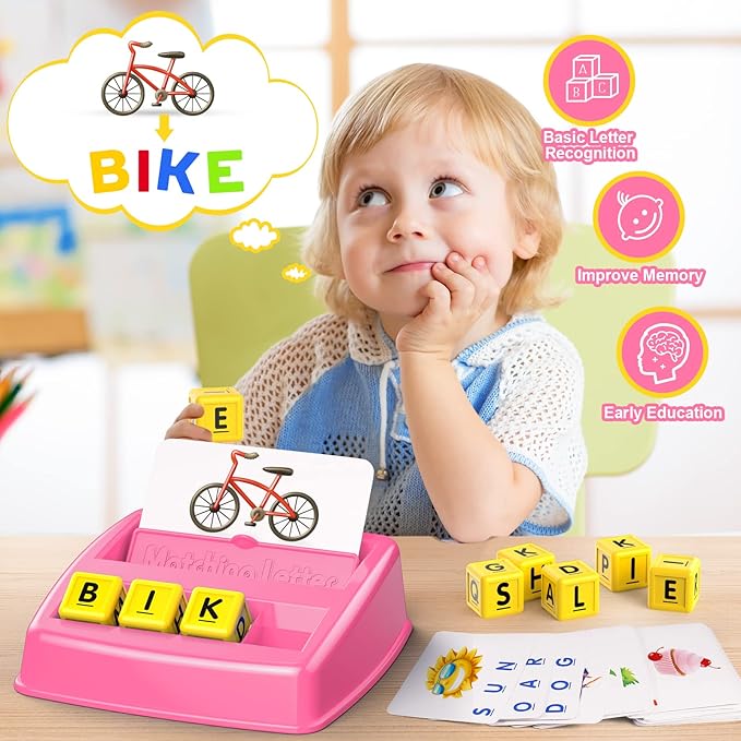 SAITCPRY Toys for Ages 2-4 4-6,Educational Toys for 3 4 5 Year Old for Toddlers 2-4 Year Matching Letter Games for 3-5 Montessori Toys for Kids Birthday Halloween Christmas Stocking Stuffer Gifts