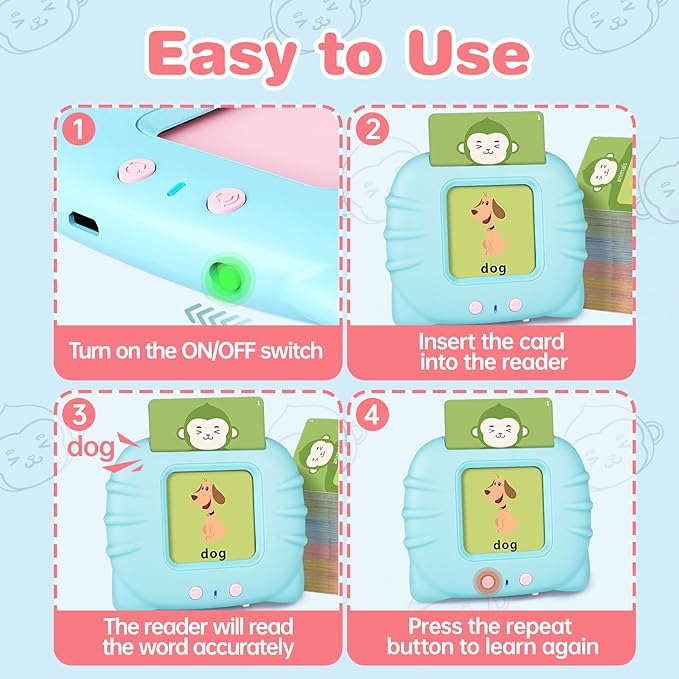 Talking Flash Cards for Toddlers 1 2 3 4 5 6-296 Sight Words, Pocket Speech for Toddlers, Sensory Speech Therapy Toys, Learning Toys for Montessori and Autism Children, Gifts for Toddlers