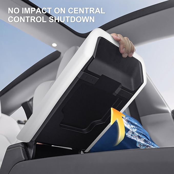 frani Center Console Armrest Cover Designed for Tesla Model 3 Highland 2024-2026 and Model Y Juniper 2026 Refresh,Non-Slip Designed with EZ Snap On Install-White