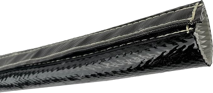 1-1/2 ID Fire Wrap 25" Length Heat Shielded Protection Sleeve Fire Thermo Armor Silicone Coated Fiberglass Hose 2 feet Length for Wires, Hoses, etc. (with Hook and Loop Closure)