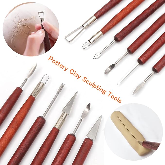 Artzuvs Clay Tools,28pcs Polymer & Pottery Sculpting Tools Set,Ceramic Tools, Modeling Clay Supplies Tools Kit for Carving,Trimming,Sculpture,Beginners