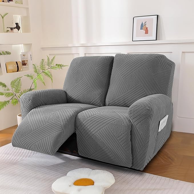 NORTHERN BROTHERS Recliner Loveseat Covers - Recliner Sofa Covers 2 Seater Loveseat Covers for Reclining Loveseat Recliner Cover, Light Gray