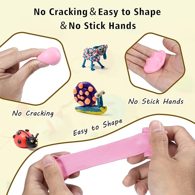 Aestd-ST Polymer Clay 60 Colors, Modeling Clay for Kids DIY Starter Kits, Oven Baked Model Clay, Non-Sticky,with Sculpting Tools, Holiday Gift for Children and Artists.