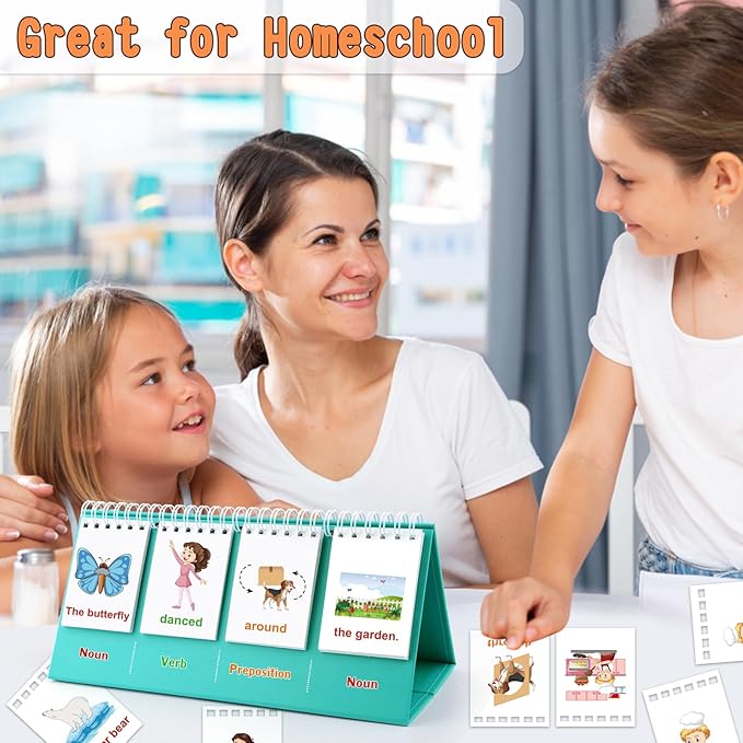 Speech Therapy Toys, Sentence Building for Kids First 1st 2nd 3rd Grade Kindergarten Classroom Must Haves, Phonics Reading Games for Kids Ages 6-8, Double-Sided Flip Stand Homeschool Supplies