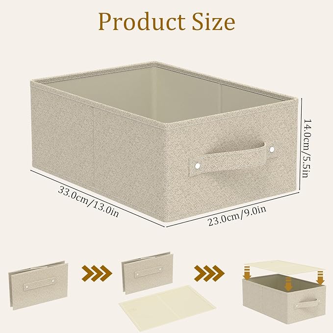 Collapsible Closet Organizer, Storage Bins, Fabric Cube Baskets for Organizing Home and Office, Grey and Beige, 3 Pack, 13.0x9.0x5.5in