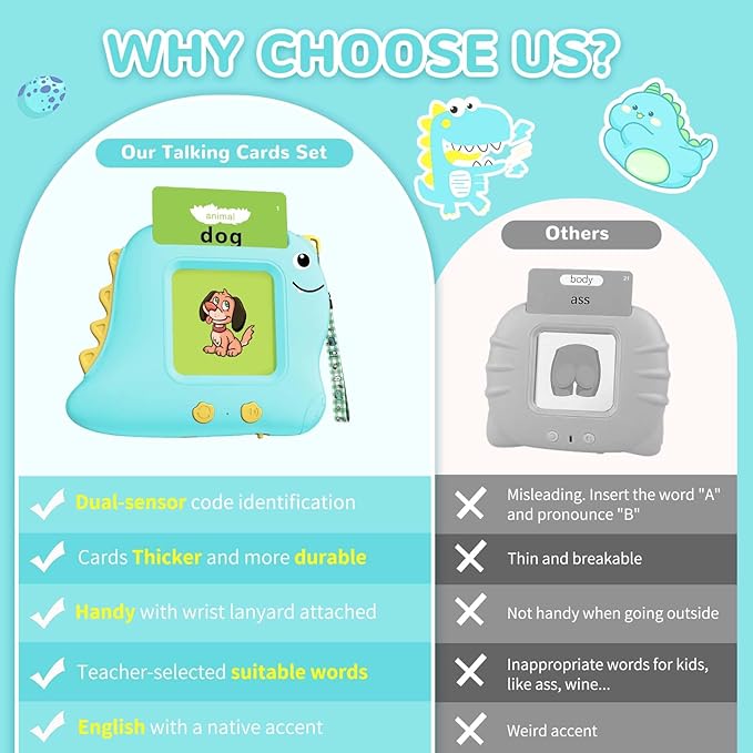 Talking Flash Card, Learning Toys for Ages 2-4, Autism Sensory Toys for Toddlers, Speak Montessori Toys for 2+ Year Old, Kids Gift for Boys Girls Birthday Preschool Activity 510 Sight Words