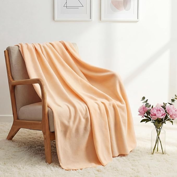 Kinlop Fleece Blanket Bulk 60 x 50 Inch Soft Lightweight Fleece Cozy Blanket Warm Throw Plush Pet Throw for Bed Couch Sofa Home Office Wedding Gifts Travel Camping(Light Orange,40 Packs)