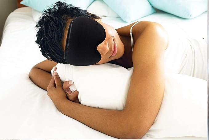 Fan Wu 3D Contoured Sleep Mask for Side Sleepers – Ultra Soft Blackout Eye Mask with Adjustable Strap, Zero Pressure on Eyes, Breathable & Lightweight Memory Foam for Travel, Nap, Shift Work