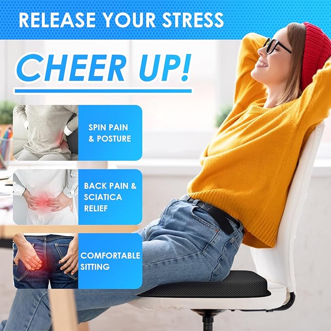 WISIMMALL Gel Seat Cushion Portable Travel Cushions, 16.5" x 12" Large Size Super Thick Foldable Chair Seat Cushion Lightweight for Car Office Chair Wheelchair, Pressure Sores Tailbone Pain Relief