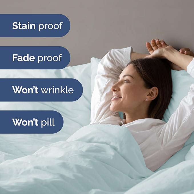 CGK Unlimited Duvet Cover Queen Size Set - Extra Soft Queen Size Duvet Cover 90 x 90 with 2 Pillow Shams - Hotel Quality w/Zipper Closures & Ties - Bedding and Bed Linens Set (Ice Blue)