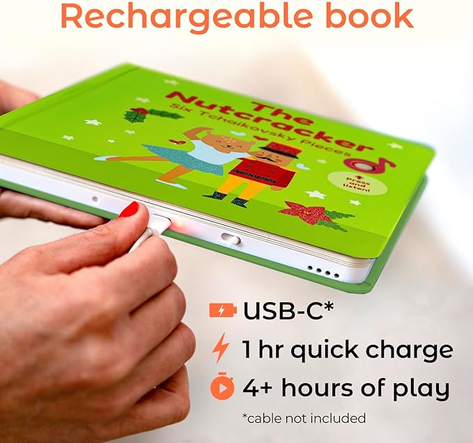 Cali's Books The Nutcracker Book for Children | Rechargeable USB Musical Book for Toddlers 1-3 | The 6 Excerpts from Tchaikovsky's Nutcracker | Ballet Gift for Kids