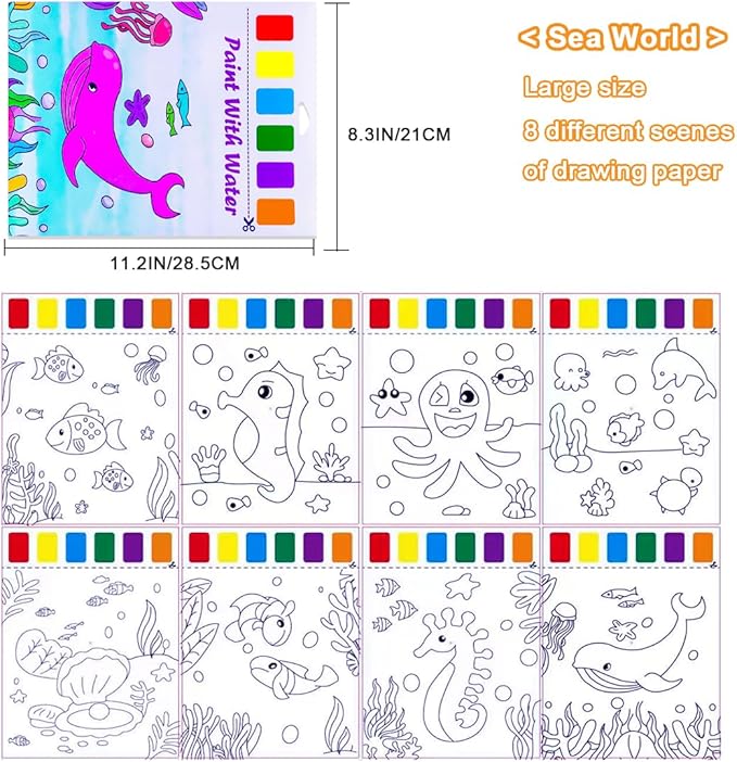 BAOXUE Water Coloring Books for Kids Ages 4-8,Paint with Water Colors Book for Toddlers,Watercolor Painting Paper Gift for Boys Girls 2-4 Years