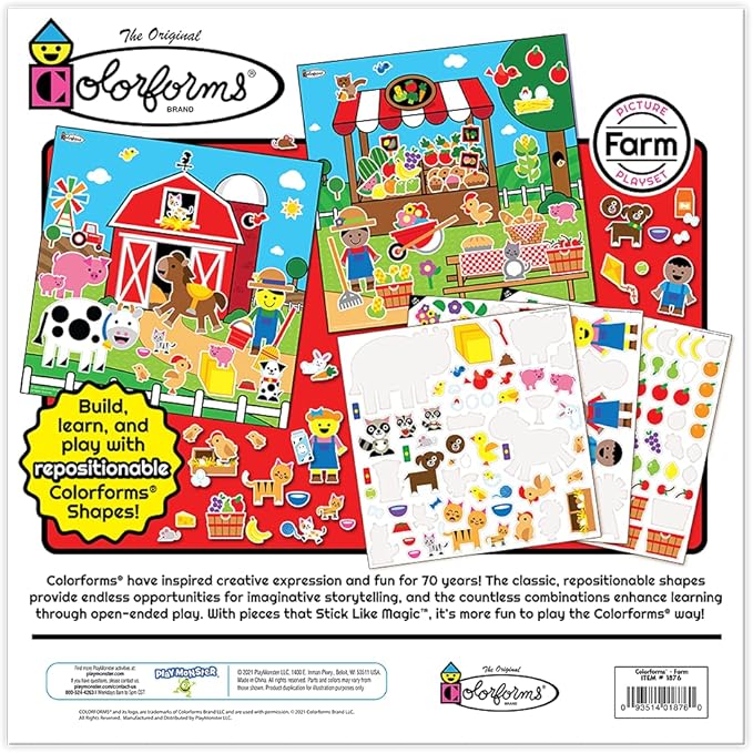 Colorforms Stickers for Kids – Sticker Book, Farm Picture Playset, Arts and Crafts, Toddler Stickers, Repositionable Pieces for Endless Story Fun, for Boys and Girls, Ages 3+