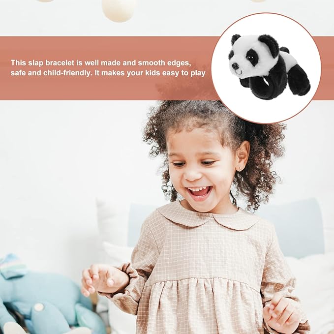 1PC Animal Slap Bracelet, Stuffed Animal Panda Snap Bracelet, Jungle Themed Slap Bracelet, Animal Plush Toys Party Favors for Kids Boys Girls…