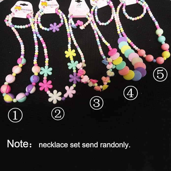 3Set Princess Pretend Play Necklace Bracelet Set Kit or Bracelets Packs Kids Play Jewelry Little Girls Costume Necklaces Toddler Dress up Jewelry Xmas Gift