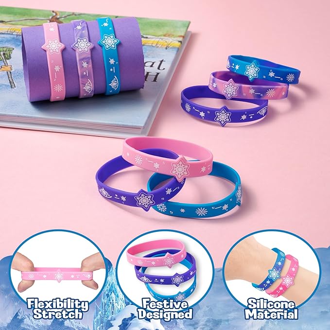 Frozen Party Favors 30 Slap Bracelets Birthday Supplies for Girls Kids, Frozen Theme Birthday Party Decorations