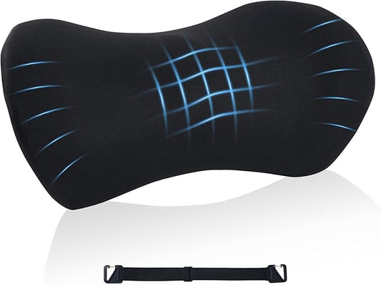 Lumbar Support Pillow for Office Chair and Car Seat, Lumbar Pillow with Adjustable Strap, Memory Foam Back Pillow for Lower Back Pain Relief, Back Support Pillow for Sitting, Driving, Traveling