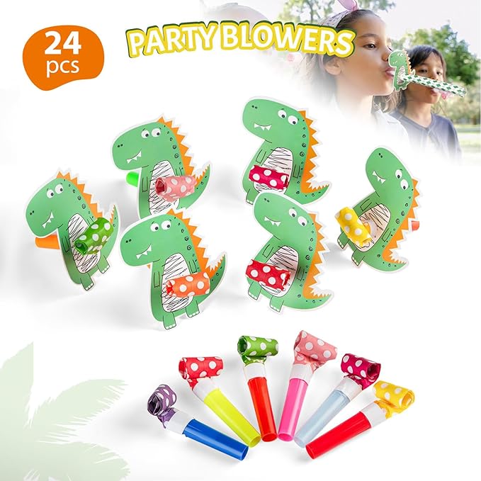HURSROOR 196PCS Dinosaur Party Favors, Dinosaur Birthday Party Supplies for 24 Kids, Dinosaur Goodie Bags for Kids Birthday, Dinosaur Party Decorations Dino Party Favors for Boys Girls