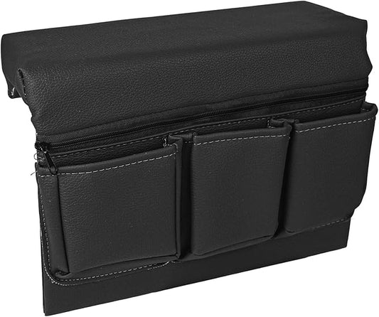 wuyaoyao Car Window Armrest Storage Box, Leather Automotive Door Side Storage Bag & Elbow Rest Pad, Multifunctional Vehicle Door Arm Rest Pad with Pockets, Universal Interior Car Accessories (Black)