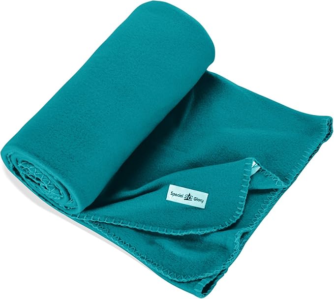 Fleece Throw Blanket Bulk Fleece Blankets Solid Lightweight Warm Soft Cozy Pet-Friendly for Home Bed Sofa Couch Dorm Office Wedding Gifts Travel Airplane Seasons (Petrol Blue, Pack of 6-50x60 Inches)