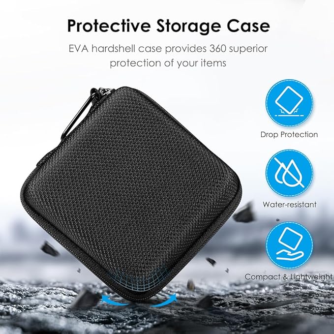 FINPAC Hard Case for MacBook Charger, Small Electronic Organizer Bag for MacBook Power Adapter, Portable Pouch Travel Storage for Laptop Accessories, Magic Mouse, USB Drives, GoPro, Gadgets - Black