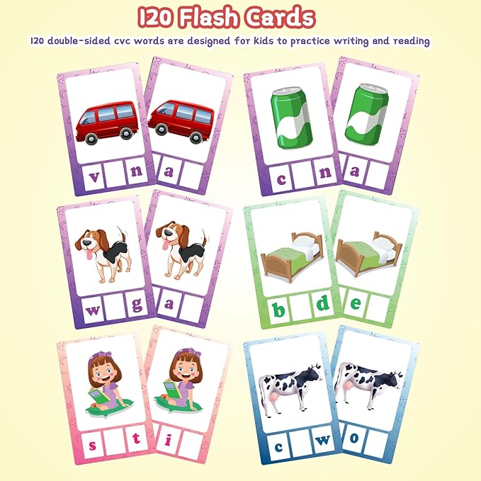 Phonics Sight Words and Spelling Games, Phonics Game Pad for Kids Ages 4-6, CVC Word Writing Activities, Preschool to Kindergarten Educational Toys, Learn to Read for Toddlers 3-6 Years Old