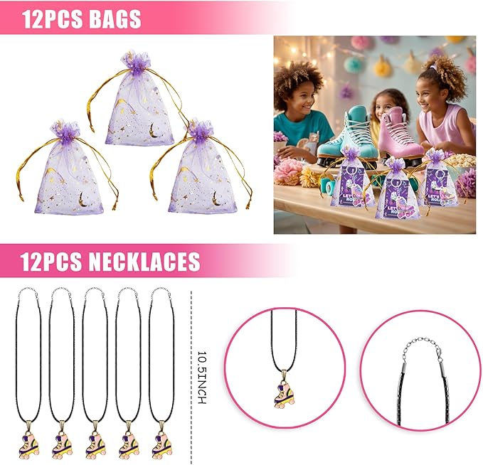 122 PCS Roller Skate Party Favors Skating Party Supplies with Key Chains Button Pins Stickers Rubber Bracelets for Hip Hop Disco 80s 90s Themed Party (style 2)