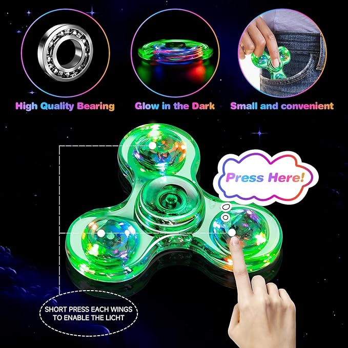 FIGROL 5 Pack Fidget Spinners｜LED Light Up Fidget Spinners for Children｜Party Favors｜Goodie Bag Stuffers Classroom Prizes