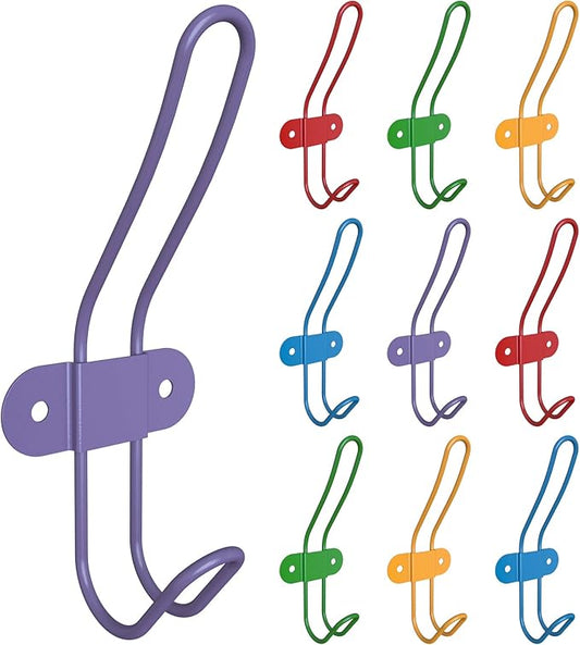 Kids Wall Coat Hooks for Girls and Boys for Jackets Hats Backpacks Robes and Towels - Children Colorful Wall Mounted Hanger Hooks for Nursery Bedroom and Bathroom - Set of 10