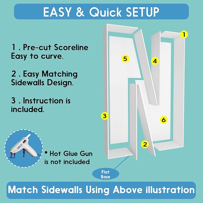 3FT Tall Mosaic Balloon Frame Letters Big Marquee Light Up Letters DIY Kit for Birthday Party Wedding Backdrop Decor Letter N Pre-Cut Foam Board