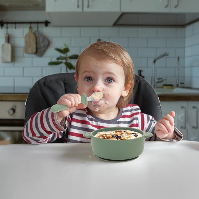 6 Pack Toddler Utensils, kids Silverware with Silicone Handle, 18/8 Stainless Steel Children Safe Spoons and Forks Set Baby Feeding Essentials, Dishwasher Safe