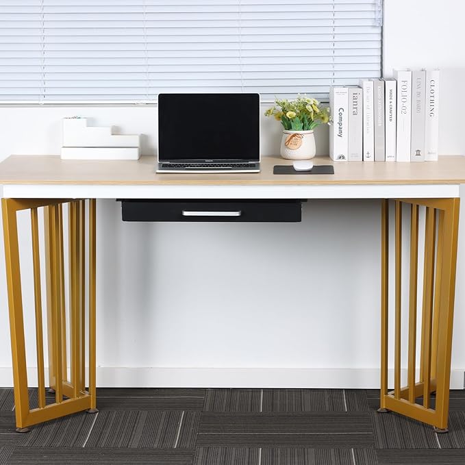 OSteed Under Desk Drawer Black 21" with 4 Divider Trays, Under Shelf Pencil Drawer Pull-out, Standing Desk Metal Storage Attachment Slide Out for Workbench