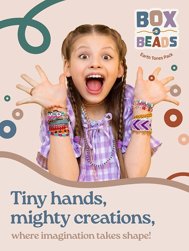 Box-O-Beads, 6000 pcs Polymer Clay Heishi Beads for Bracelet & Jewelry Making, DIY Bracelet Making Kit for Kids & Teens Ages 8-12, 24 Earth Tone Colors, 6mm Beads