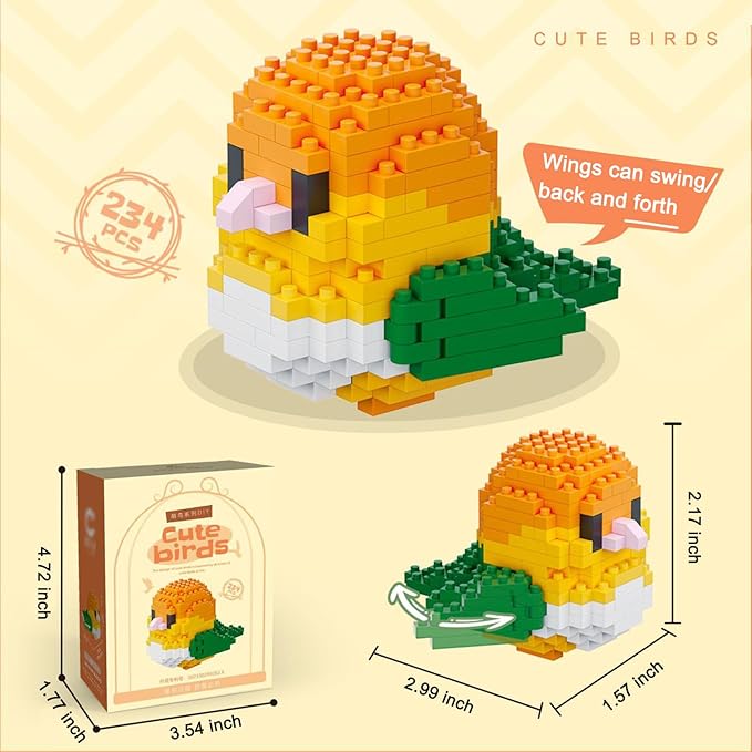 Birds Building Blocks for Adults Mini Building Blocks Birds Building Bricks Toy Micro Block Building Set Gift for Kids and Adults-234 PCS(Pionites)