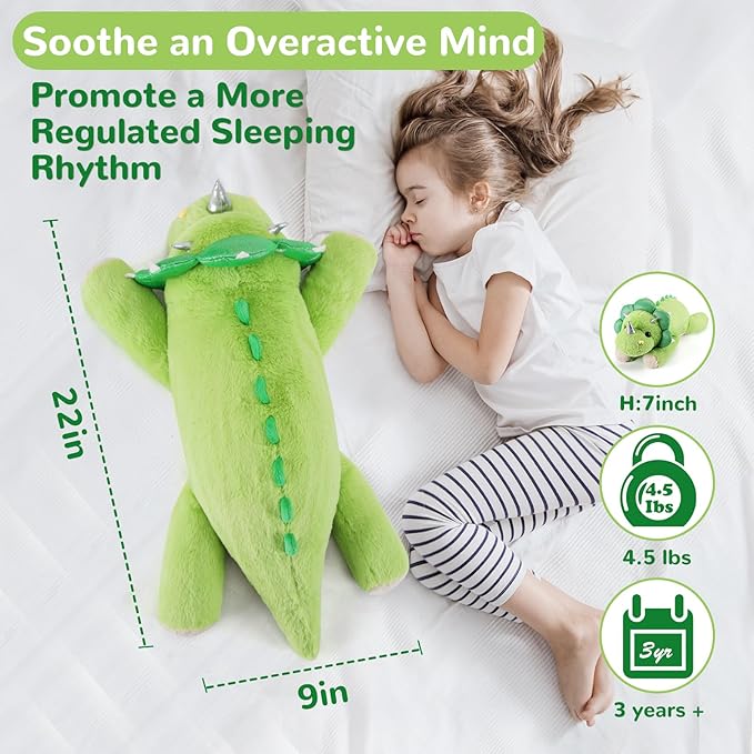 Triceratops Weighted Stuffed Animals - 22 Inch 4.5 Pounds Weighted Plushies Dinosaur Stuffed Animals - Big Dino Plush Pillow - Cute Plush Toy Gifts for Kids & Adults (22" 4.5 lbs)