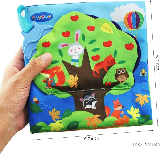 Infant Soft Book, Baby Books 6 to 12 Months, Cute Montessori Educational Newborn Baby Toys 0-3 Months, Nontoxic Fabric Touch & Feel Crinkle Cloth Books for Babies, Infants, Toddlers Visual Stimulating