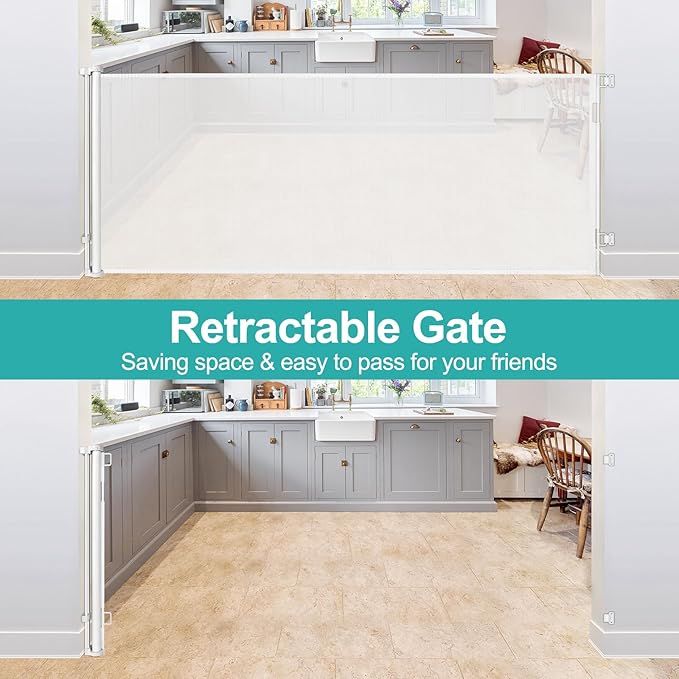 42" Tall X 95" Wide Extra Tall Baby Gate Extra Long Baby Gates for Large Openings Tall Retractable Baby Gate Retractable Dog Gate Long Baby Gates Indoor Extra Long Dog Gate Child Gates for Doorways